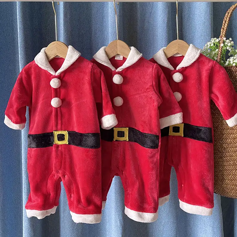 New Year's Christmas Baby One Piece Long Climbing Suit