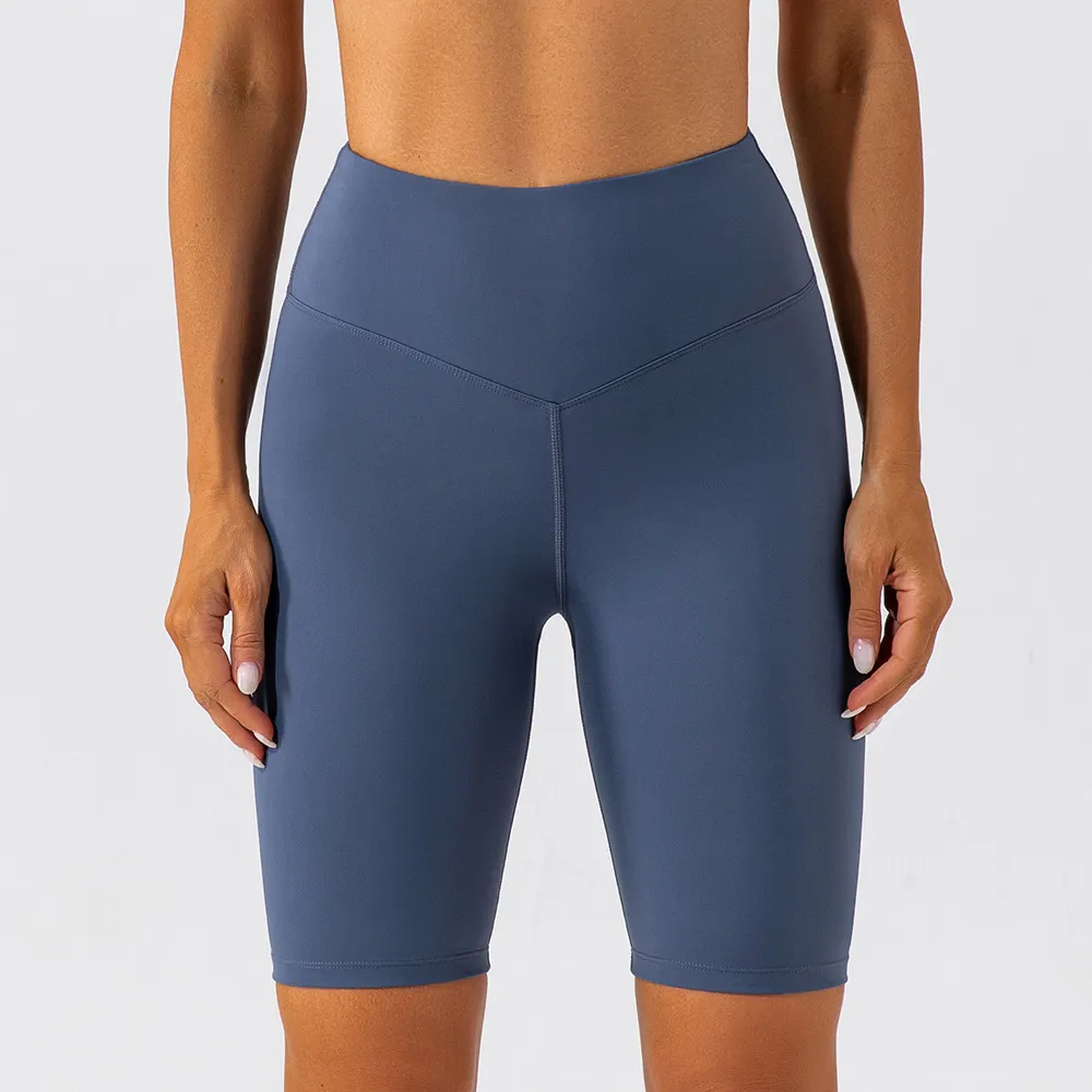 Running Sports Top Women's Quick Dry Nude Fitness Short Sleeve T-shirt - Grey Blue Shorts