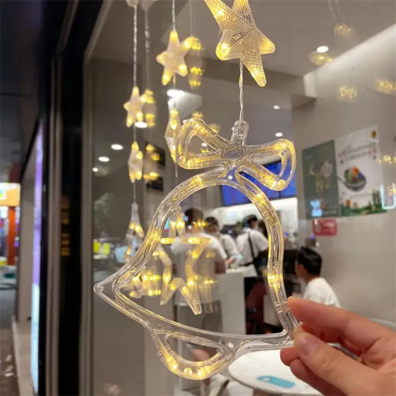 Christmas 3pcs LED Light Star Xmas Tree Hanging Sucker Lamp Window Ornaments Decoration For Home Xmas Navidad New Year Decor Christmas Decorations – image 4