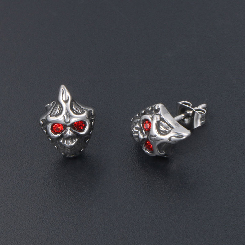 Halloween Retro Diamonds Red Eye Stud Earrings