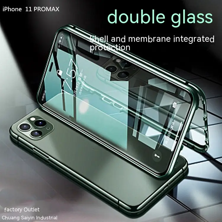 Double-card Buckle Double-sided Glass Mirror Magnetic Suction Phone Case