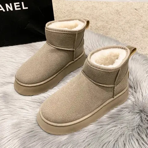 Women's Snow Boots Thick Bottom for Outdoors Fur