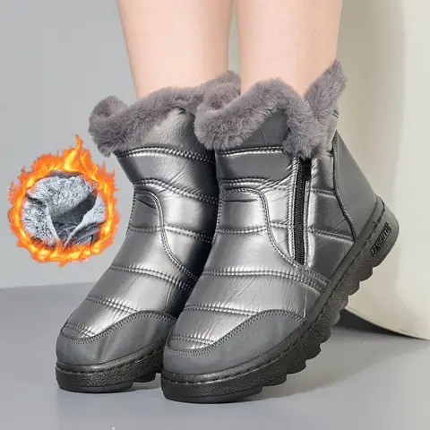 Winter Thick Plush Snow Boots with Side ZIpper High
