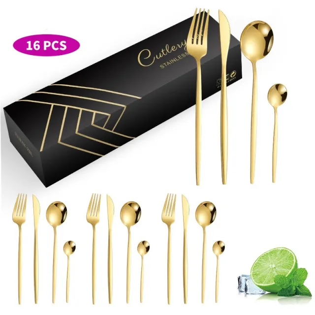 Stainless Steel Knife Fork And Spoon Set Gold - Shop at LoveMi
