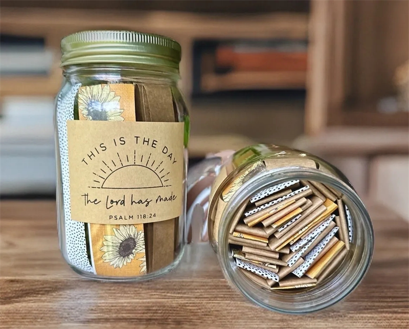 Bible Verse Jar, 90 Color Coded Bible Verses In A Glass Jar