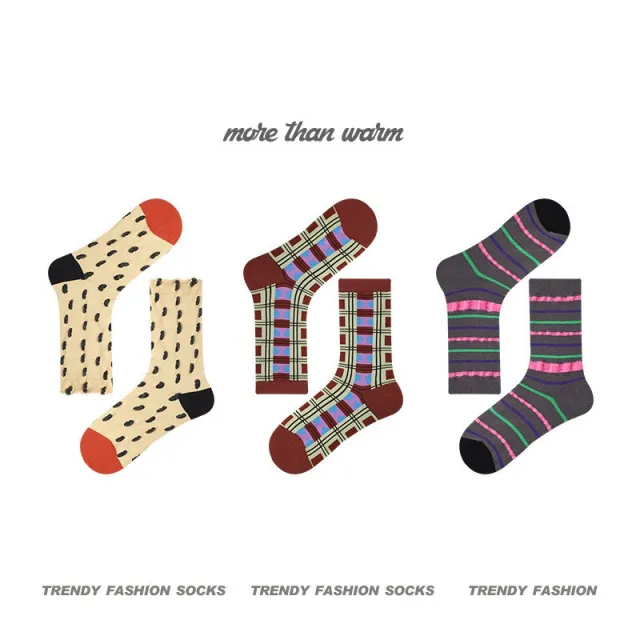 Classic Contrast Color Plaid Warmth Retention Material Tube Socks R8187 Rain Swaying Empty Drops - Shop at LoveMi