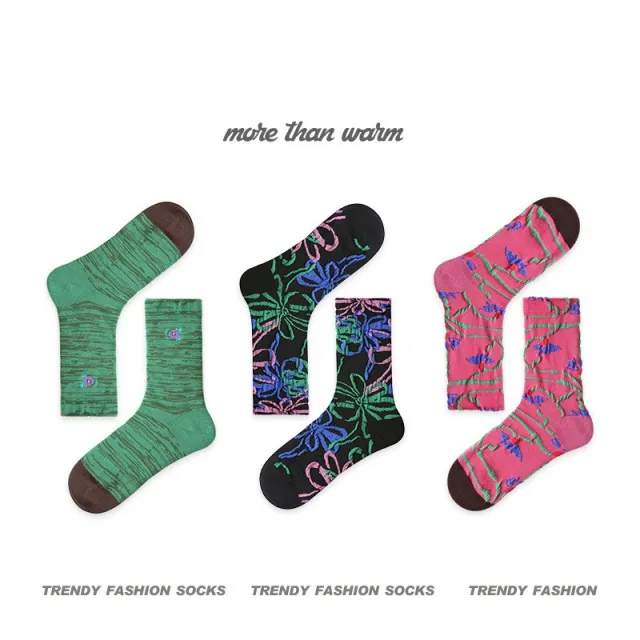 Classic Contrast Color Plaid Warmth Retention Material Tube Socks R8188 Folding Flower Full Path - Shop at LoveMi