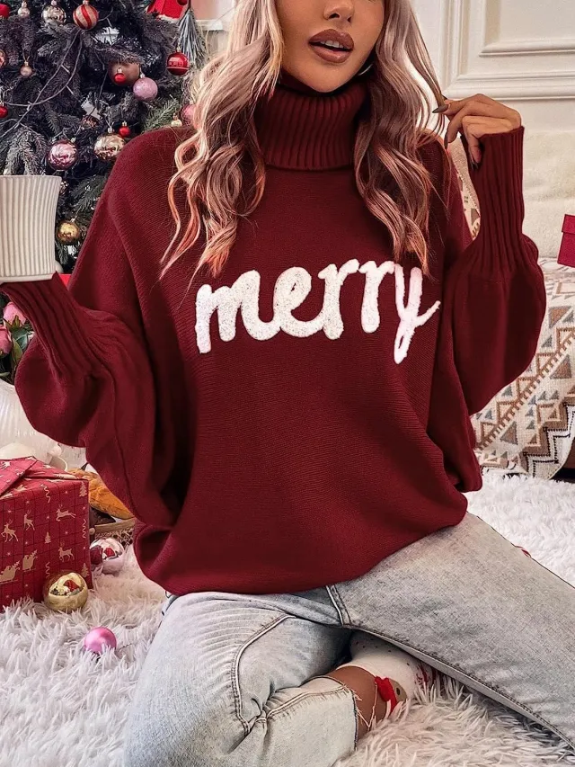 All match Embroidered Warm Thickened Sweater For Women Wine Red - Shop at LoveMi