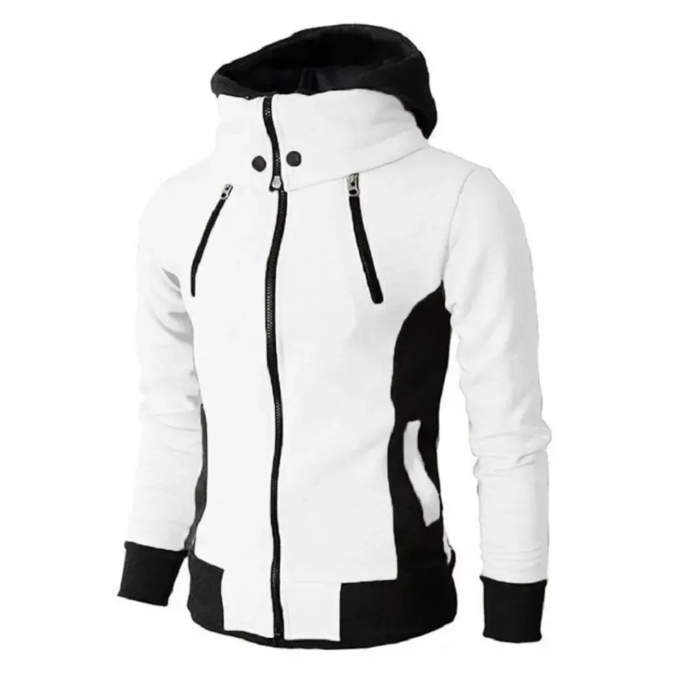 Men's Zip UP Hooded Jacket Fake Two