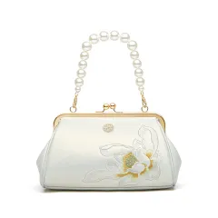 Clutch Bag Han Bag Hand Embroidered Cowhide Small Bag - White - View 1