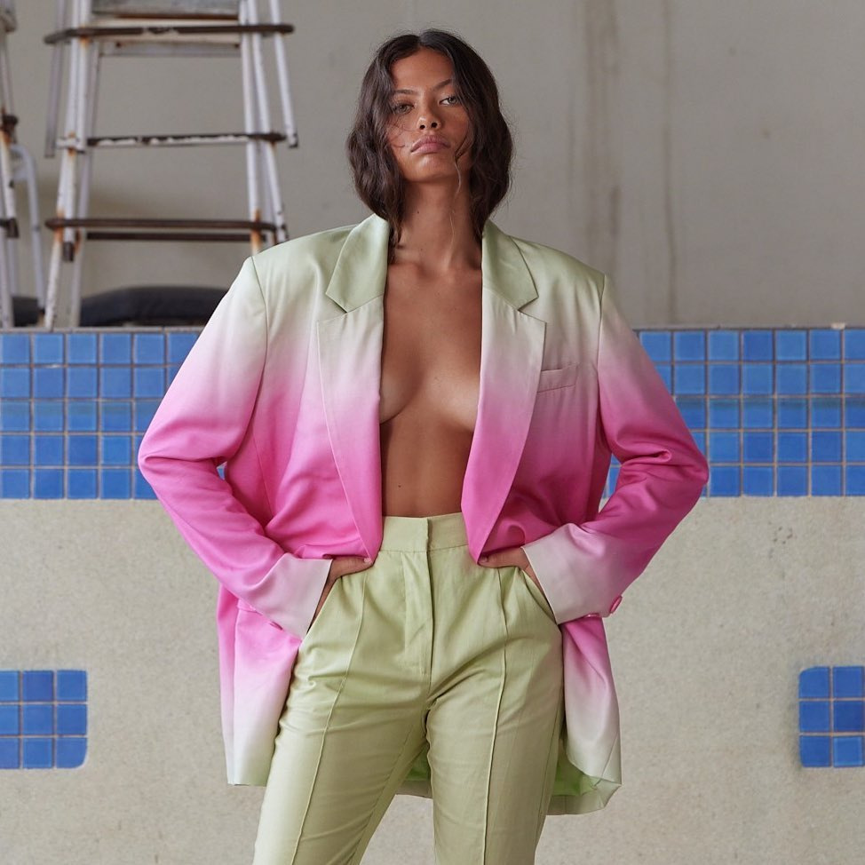 Women's Fashion Tie-dye Contrast Color Loose Suit Jacket