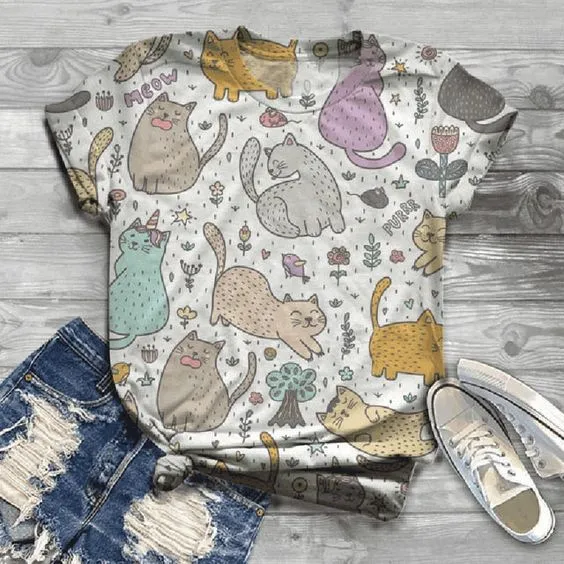 Women's T shirt Cat Cool 3D Casual City Top Nsdxtx20233167 - Shop at LoveMi