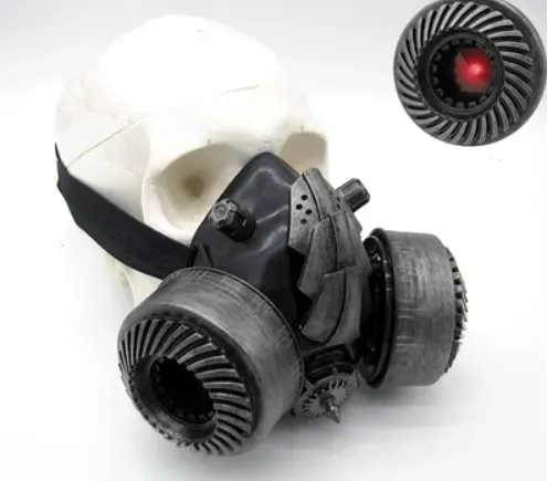 BadBoyStudio steampunk glasses cyber glow mask gas mask - Silver Mask With Red Light