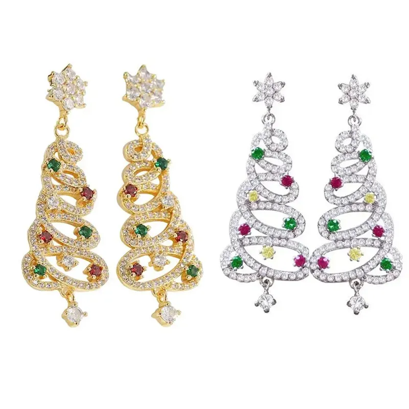 New Full Inlaid Colorful Zircon Christmas Tree Tassel Earrings Women's Fashion Personality Earrings Party Jewelry Christmas Gift – image 10