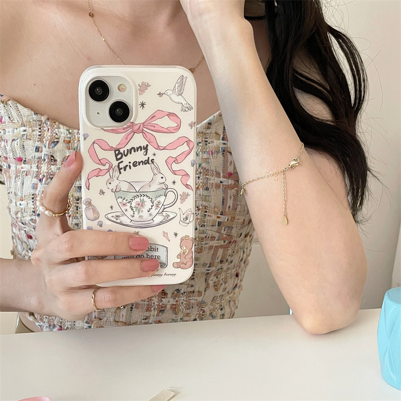 Cartoon Rabbit Tea Cup Full Cover Hard Shell - Image 2