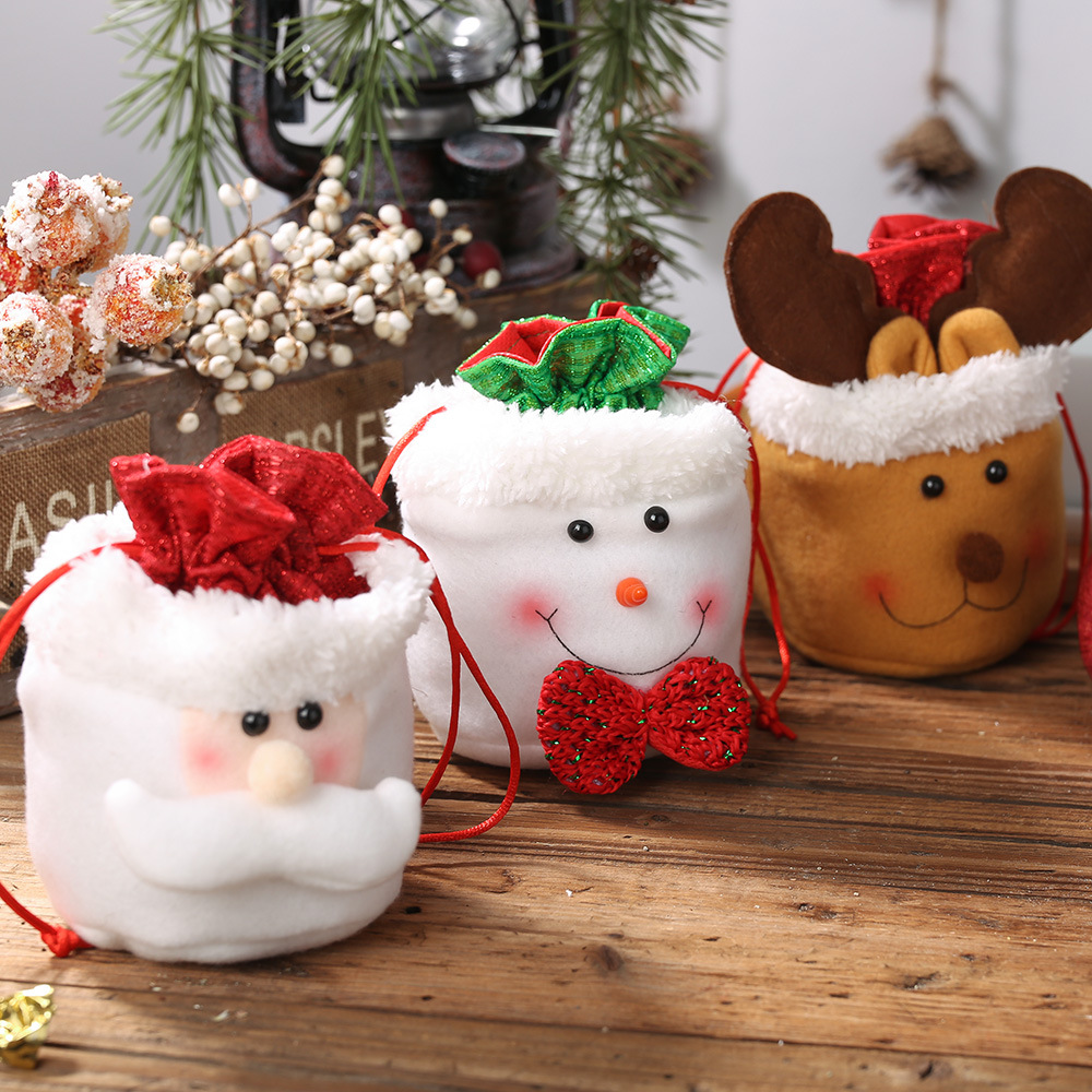New Christmas Decoration Supplies Linen Drawstring Elderly Candy Bag Children Gift Bag