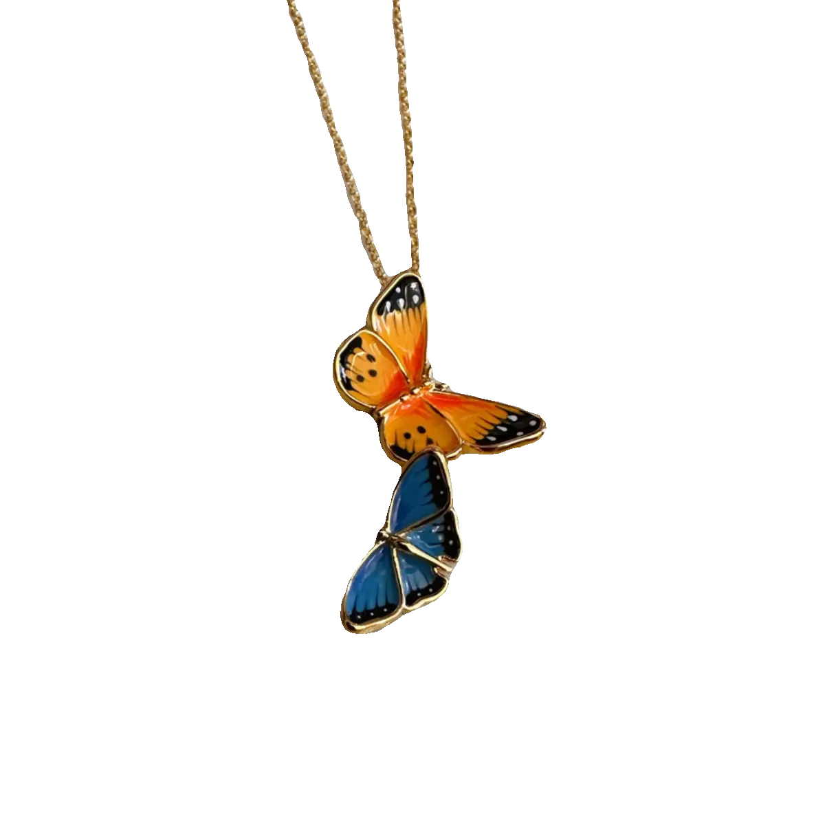 Handmade Enamel Painted Butterfly Necklace