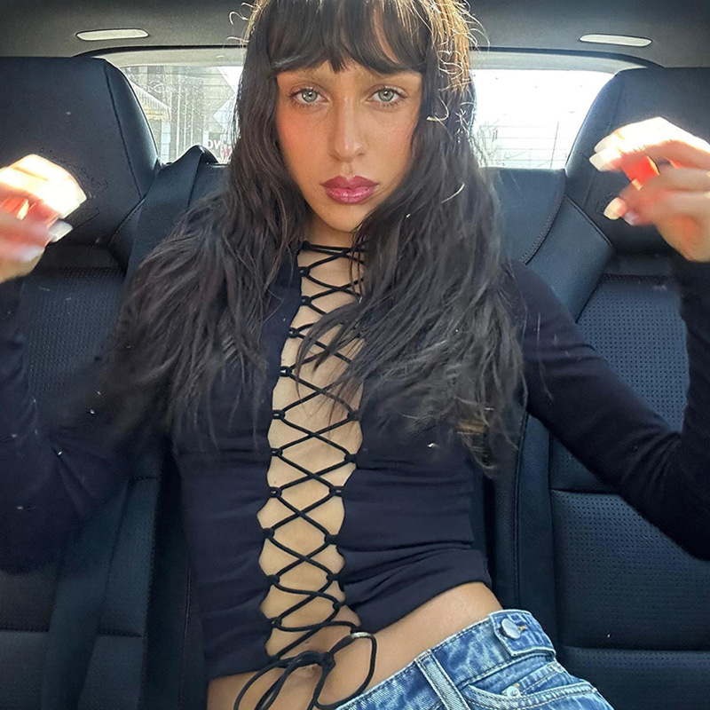 Hollow Out Strap Slim-fit Crop-top