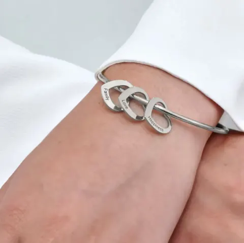 Love Bracelet Peach Heart Name Lettering Titanium Steel