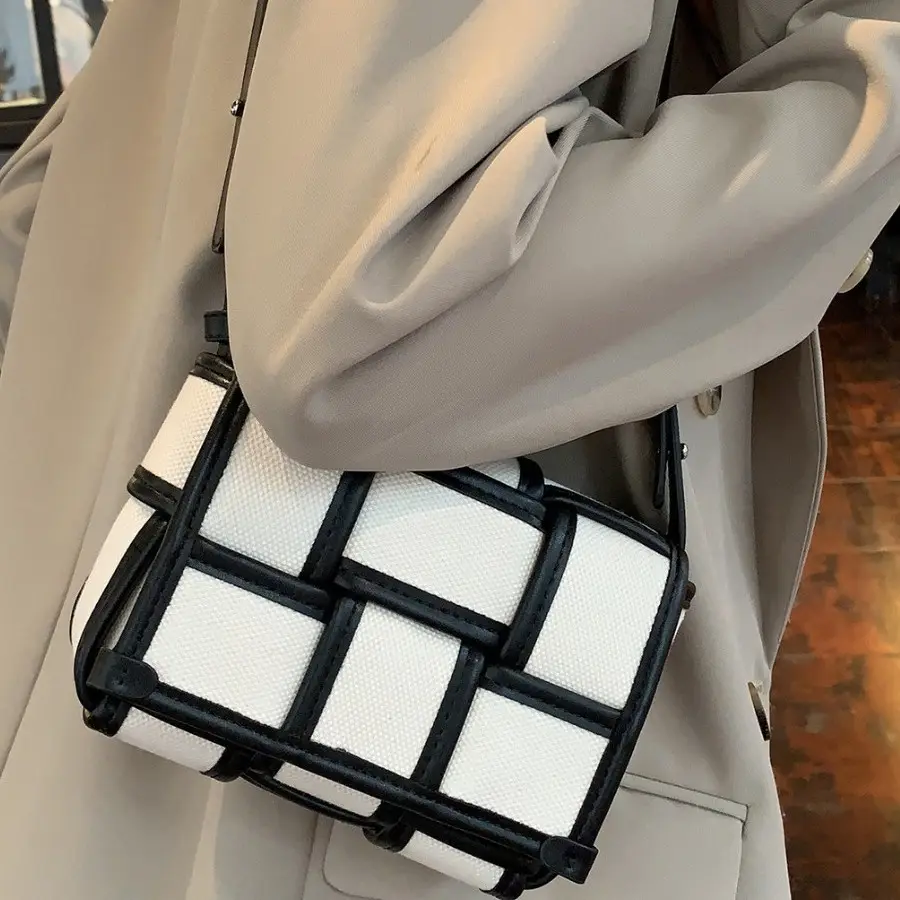 Black and White Contrasting Canvas Bag