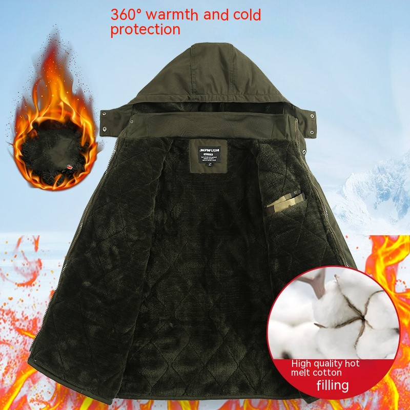 Men's Fashion Velvet Padded Thickened Cold-proof Coat - 7
