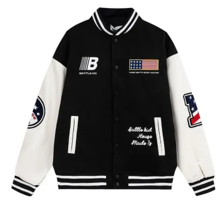 Alphabet Embroidery Men's And Women's Coats - Black, Cotton Lining
