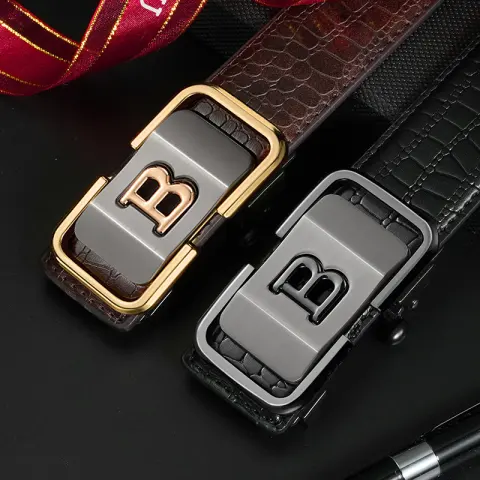 Automatic Buckle Genuine Leather Belt for Middle-aged and Young