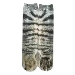 3D Animal Paw Tube Socks Funny Creative - Grey Cat - View 1