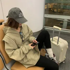 Printed Hoodie Women's Winter New American Retro Baggy Coat Design Sense Niche Top - Green - View 1