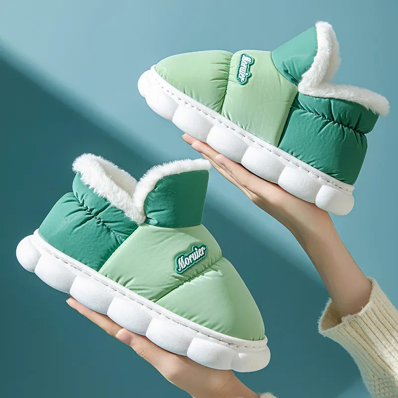 Children's Bags And Fleece-lined Thickened Couple Non-slip Warm Shoes - Green