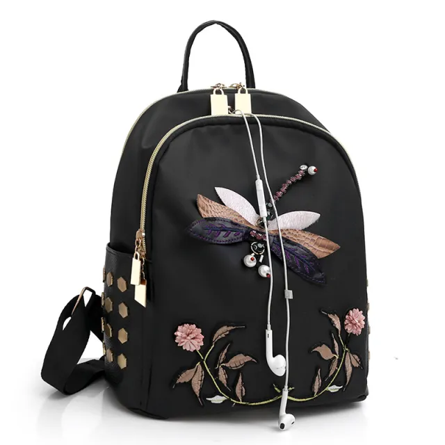 Embroidery Waterproof Large Capacity Ultra light Japanese And Korean Leisure Travel Backpack Large Dragonfly Double Back - Shop at LoveMi