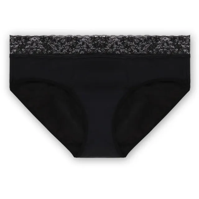 Mid rise Waist Hollow Lace Four layer Sanitary Panty Black - Shop at LoveMi