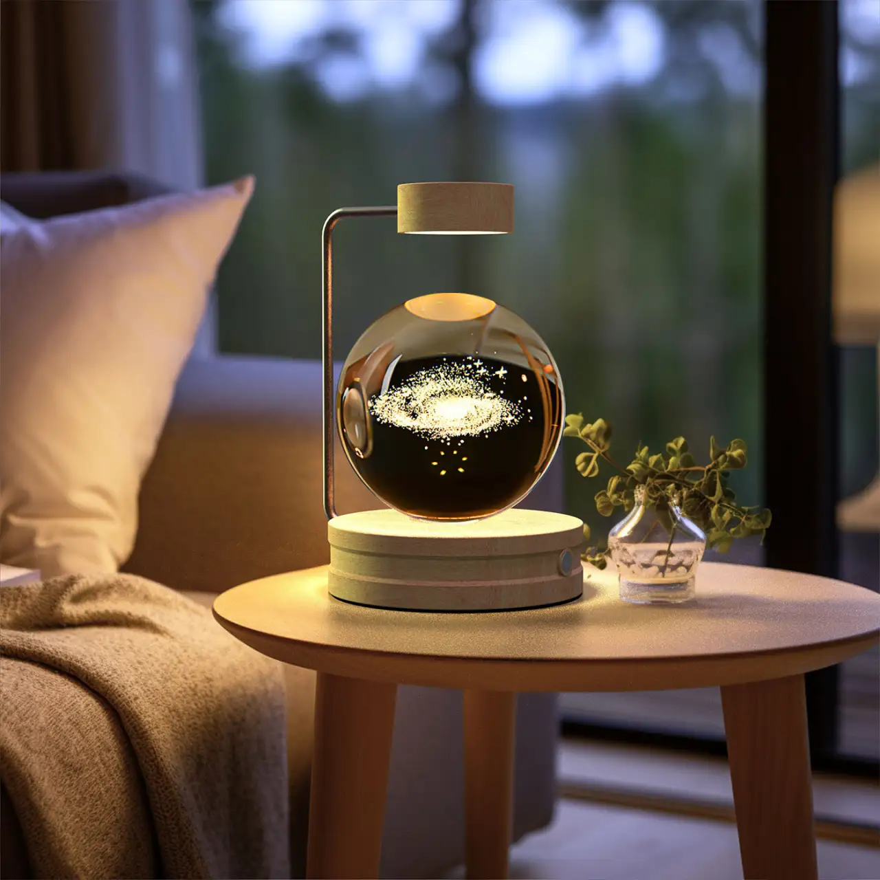 Crystal Ball Cosmic Dinosaur Indoor Night Light USB Power Warm Bedside Light
