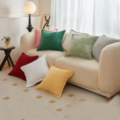 Solid Christmas Corduroy Corn Stripe Cushion Cover