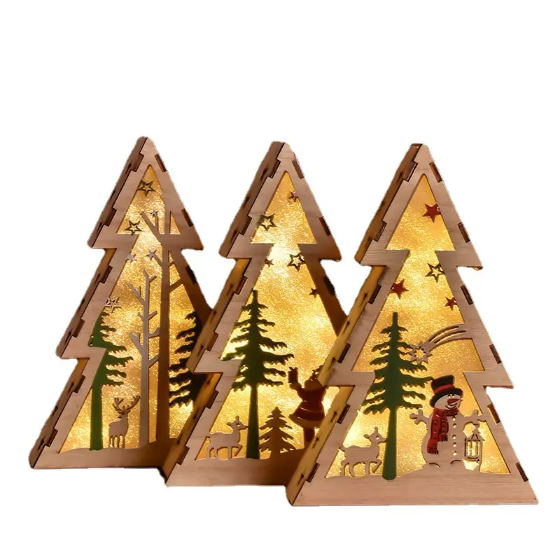 Christmas Wooden Luminous Decorative Ornaments