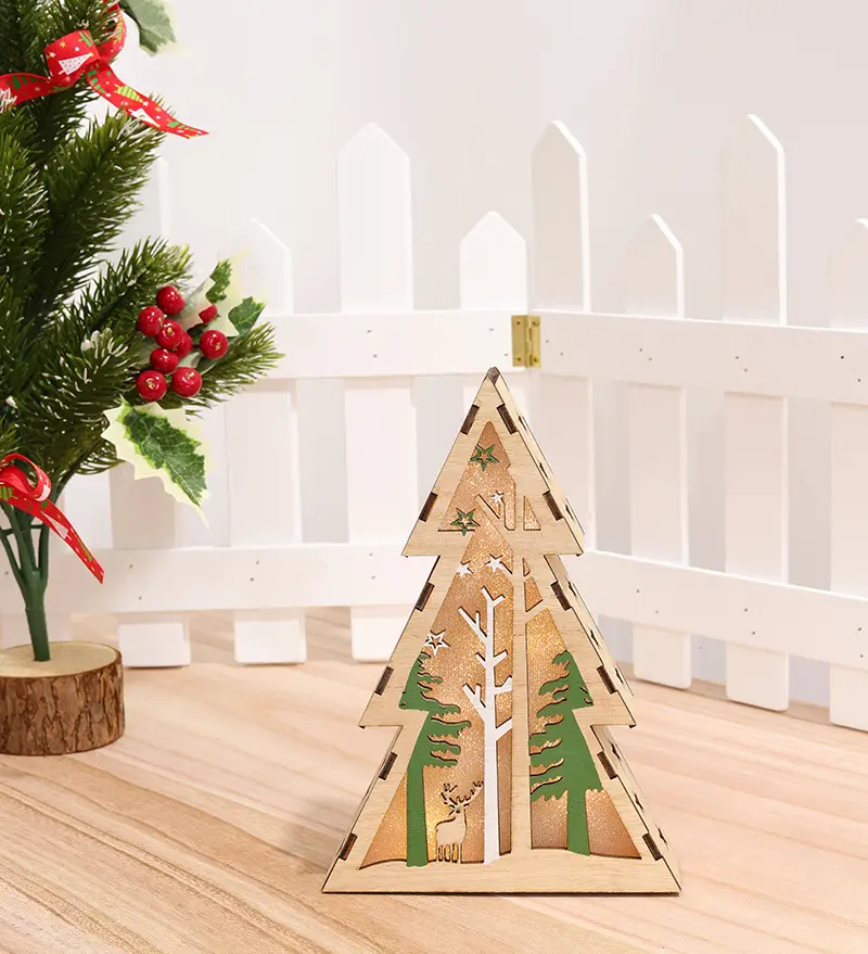 Christmas Wooden Luminous Decorative Ornaments