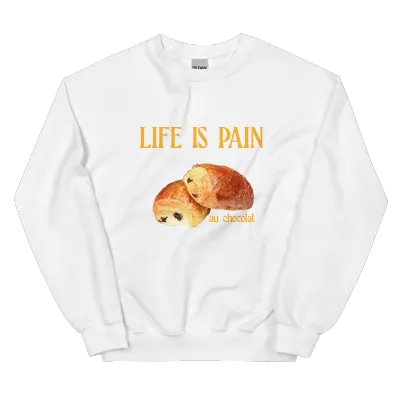 European American Fashion Floral Print Life Is Pain Round Neck Autumn And Winter Bottoming Long Sleeve White - Shop at LoveMi