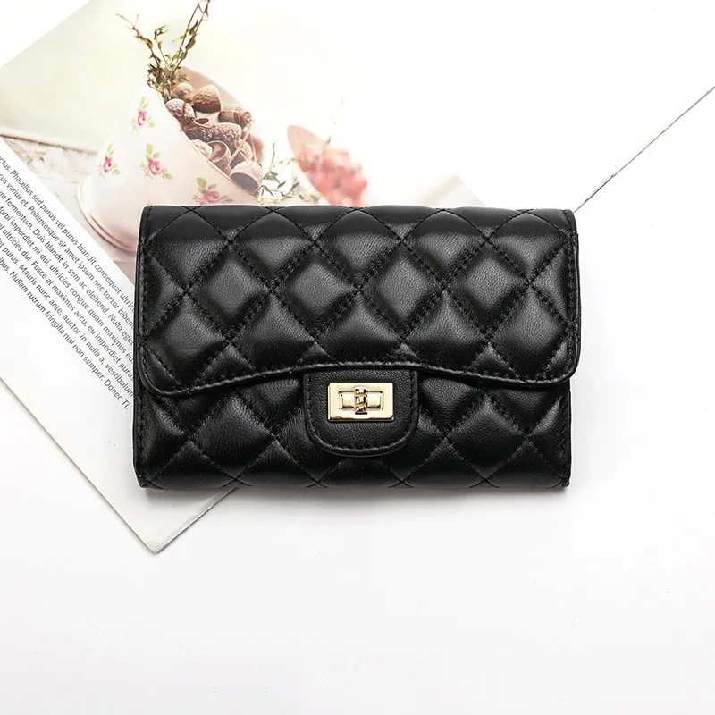 Full Sheepskin Women's Wallet Fashion - Black