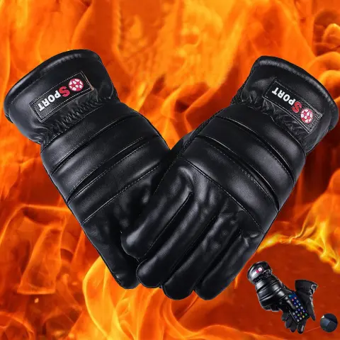 Winter Leather Gloves for Men and Women Velvet Thickened