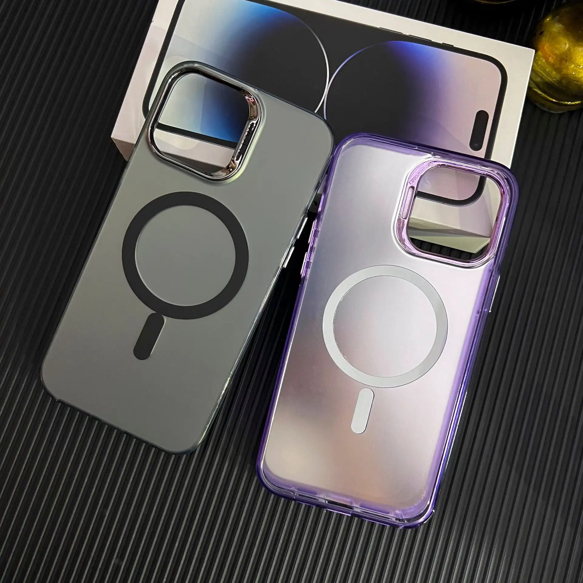 Matte Plating Color Silver Magnetic Suction Phone Case