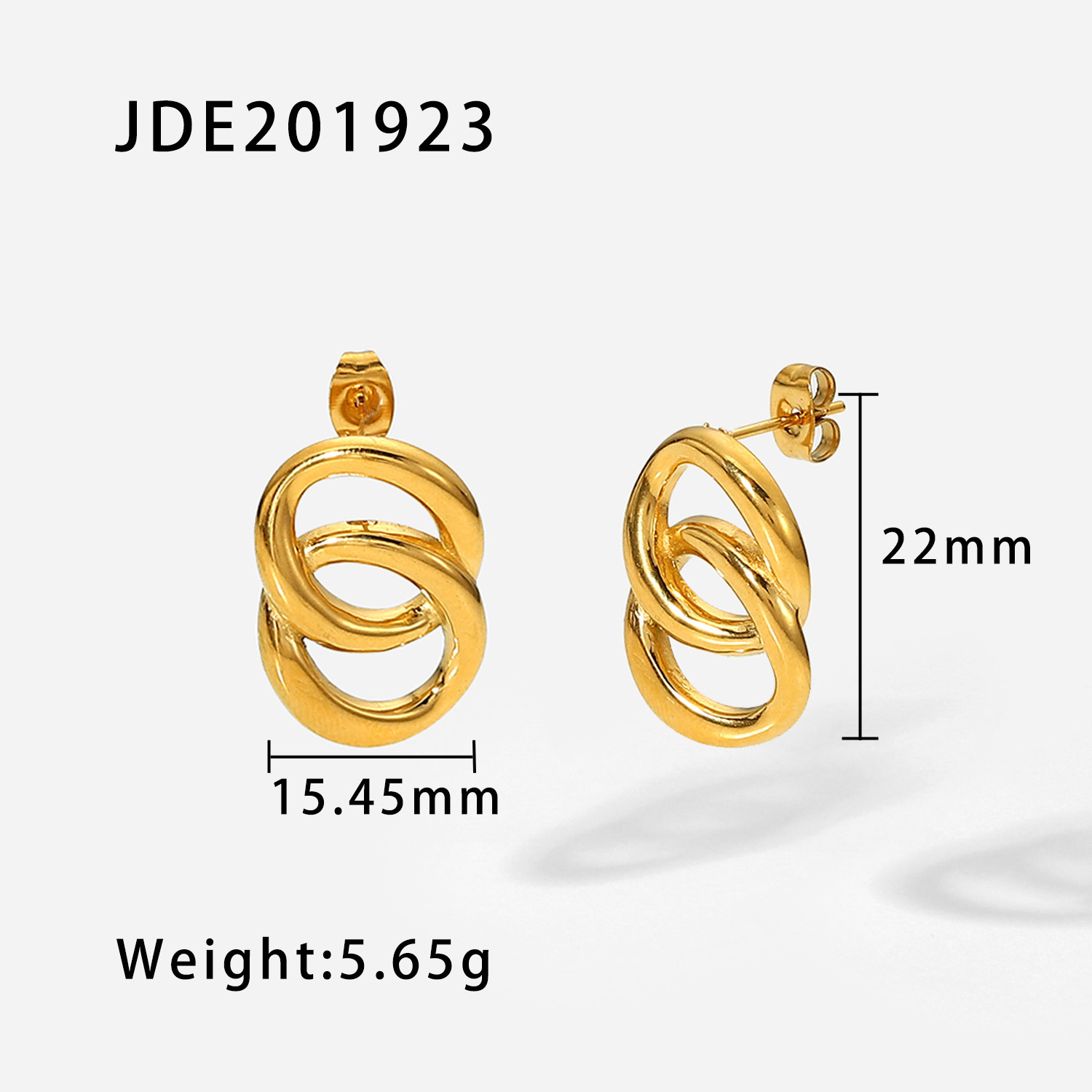 European And American 18K Gold-plated Stainless Steel Chain Short Earrings For Women