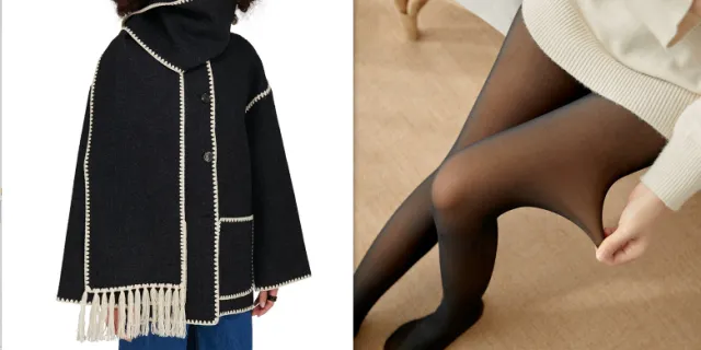 Women's Fashion Woolen Coat Thick Loose Women With Scarf Tassel Black And Whiteset - Shop at LoveMi