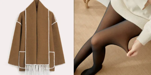 Women's Fashion Woolen Coat Thick Loose Women With Scarf Tassel Brownset - Shop at LoveMi
