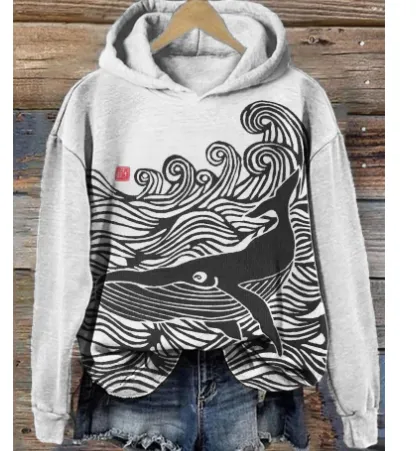 Fashion Spring And Autumn Plum Blossom Hooded Super Plus Size Loose-fitting Casual Pullover - Ofyyir2310324
