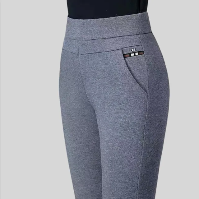 Elastic High Waist Spring Leisure Elastic StripeStraight leg Pants Grey - Shop at LoveMi