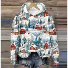 Print Christmas Holiday Casual Hooded Sweater - Wl207-4Xl - View 1