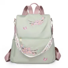 Women's Fashion Simple Ethnic Style Embroidery Casual Backpacks - Green - View 1