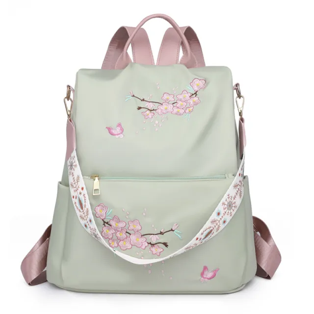 Women's Fashion Simple Ethnic Style Embroidery Casual Backpacks Green - Shop at LoveMi