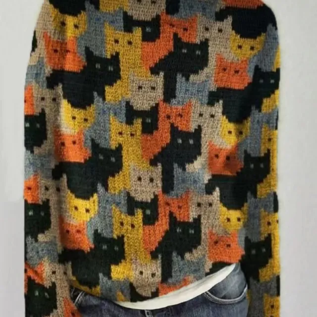 Women's Loose Printed Fleece Pullover Autumn And Winter Outer Wear Coffee - Shop at LoveMi