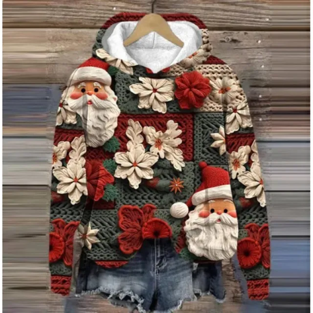 Print Christmas Holiday Casual Hooded Sweater Wl209 Xl - Shop at LoveMi